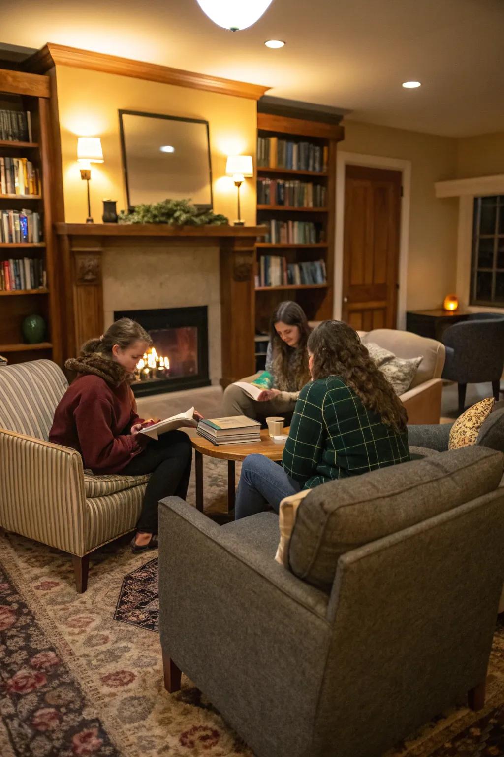 A cozy literary get-together with engaging conversations for Galentine's Day.