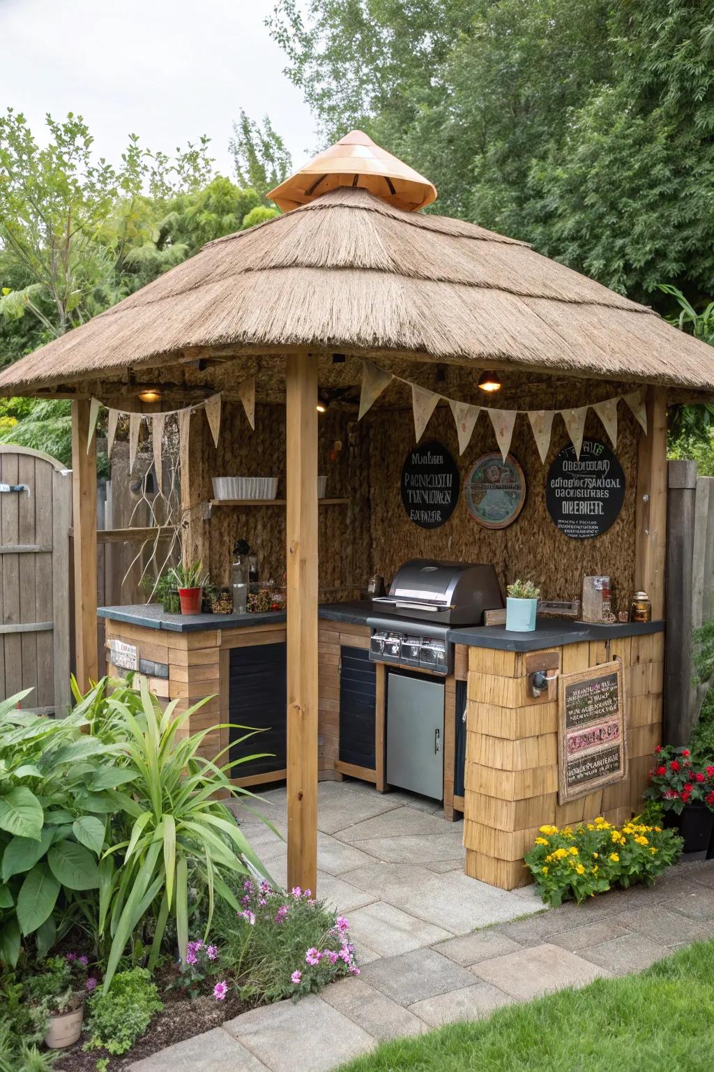 A DIY grill hut customized to reflect individual style.