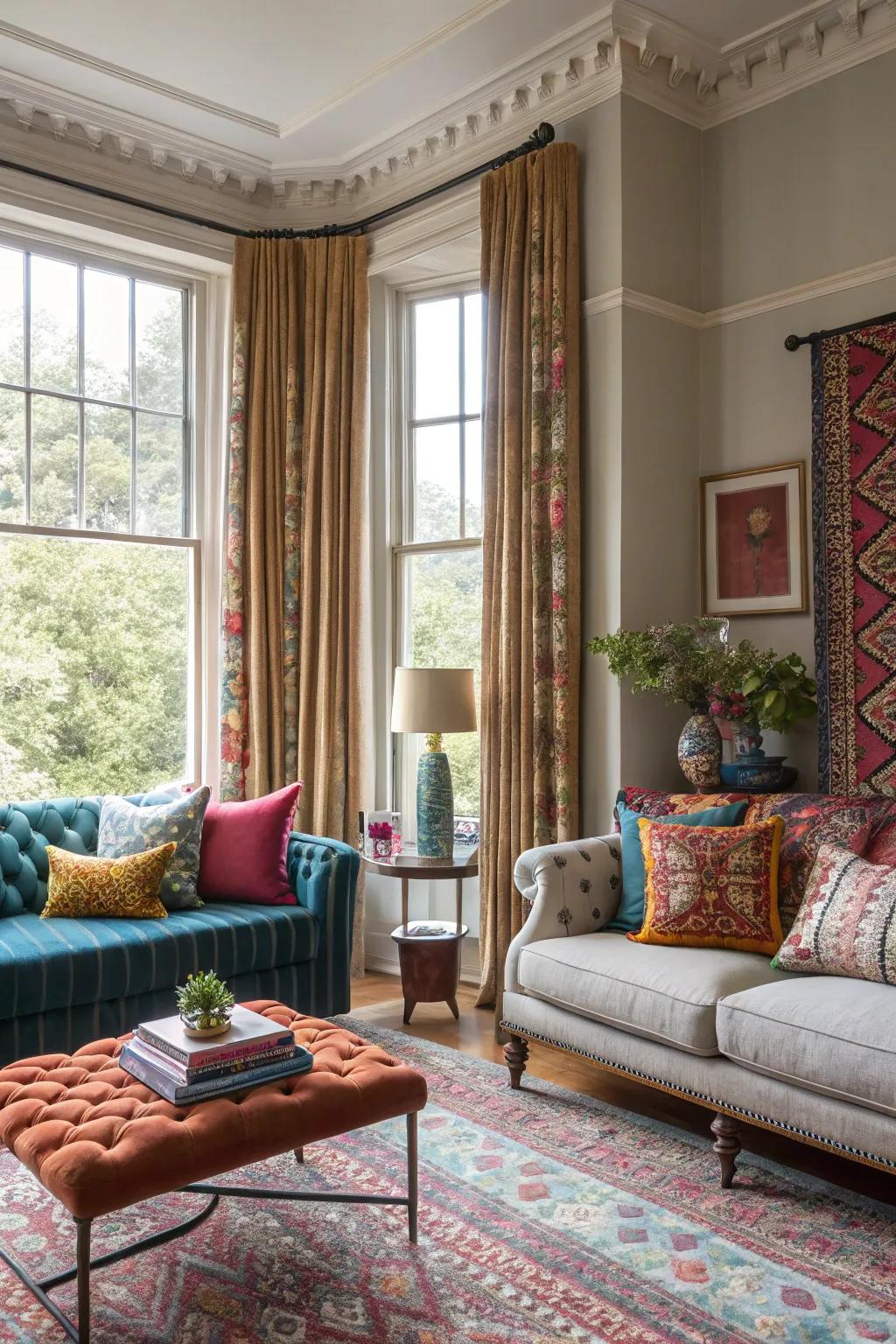 Drapery trims offer a unique avenue to customize your lounge decor.