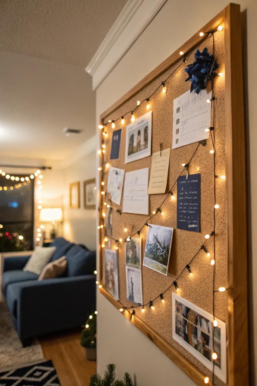 A mystical firefly-themed bulletin board envisioned for dreamy nights.