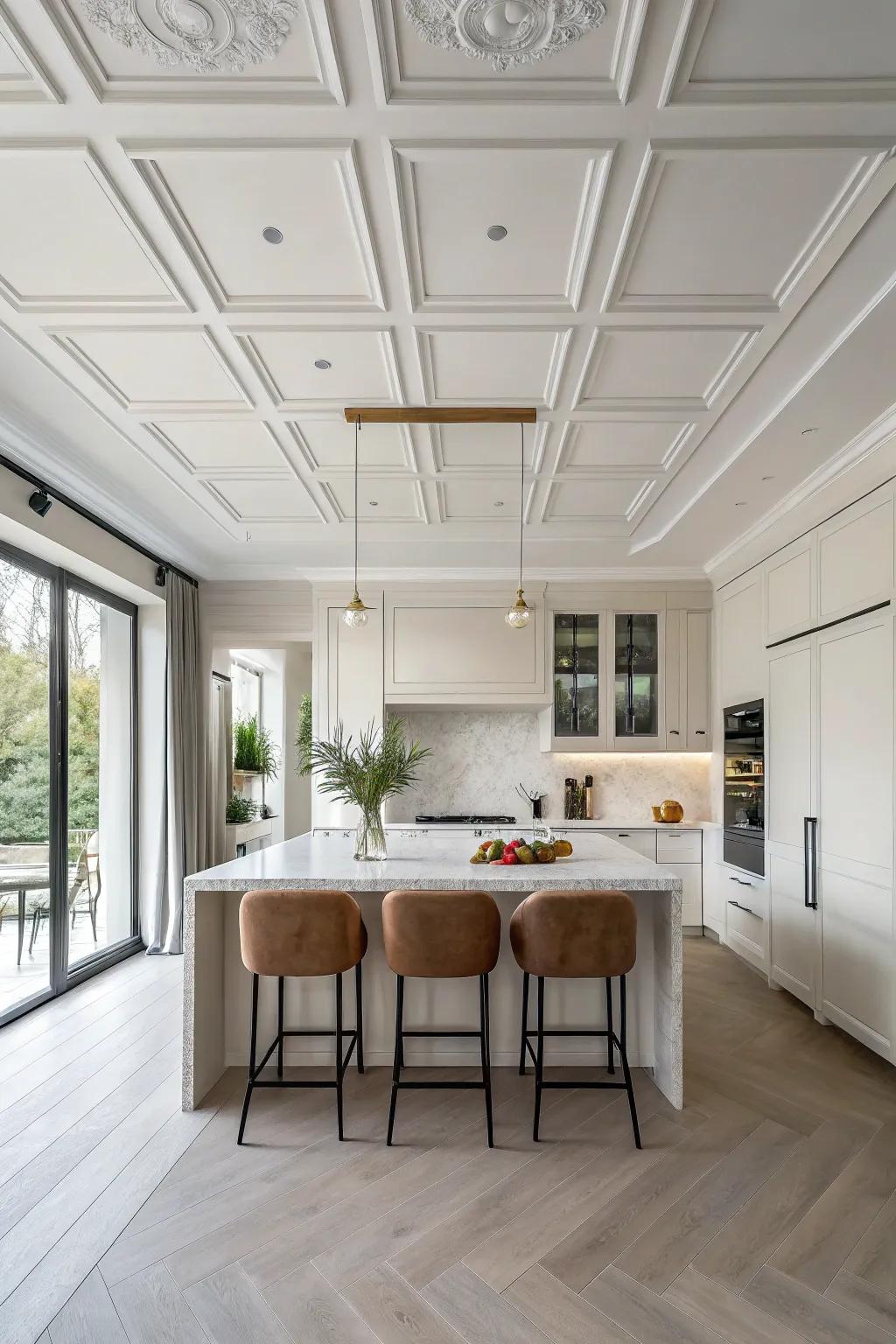 Attain a polished appearance using a minimalist ceiling layout.