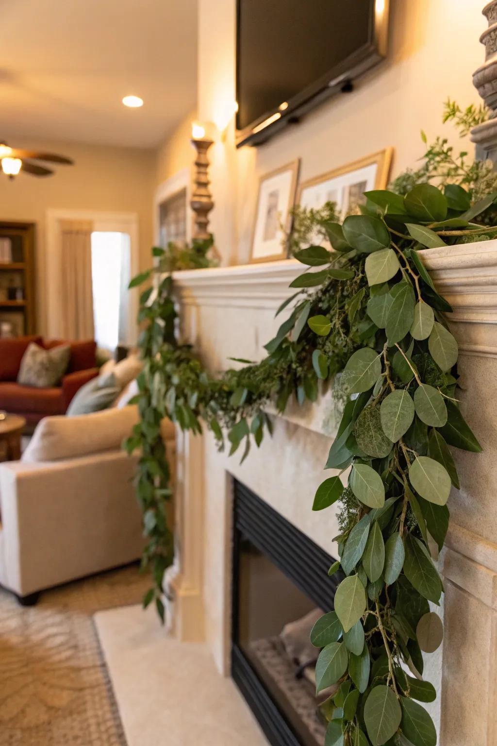 A charming DIY leaf garland that brings a splash of color to the room.