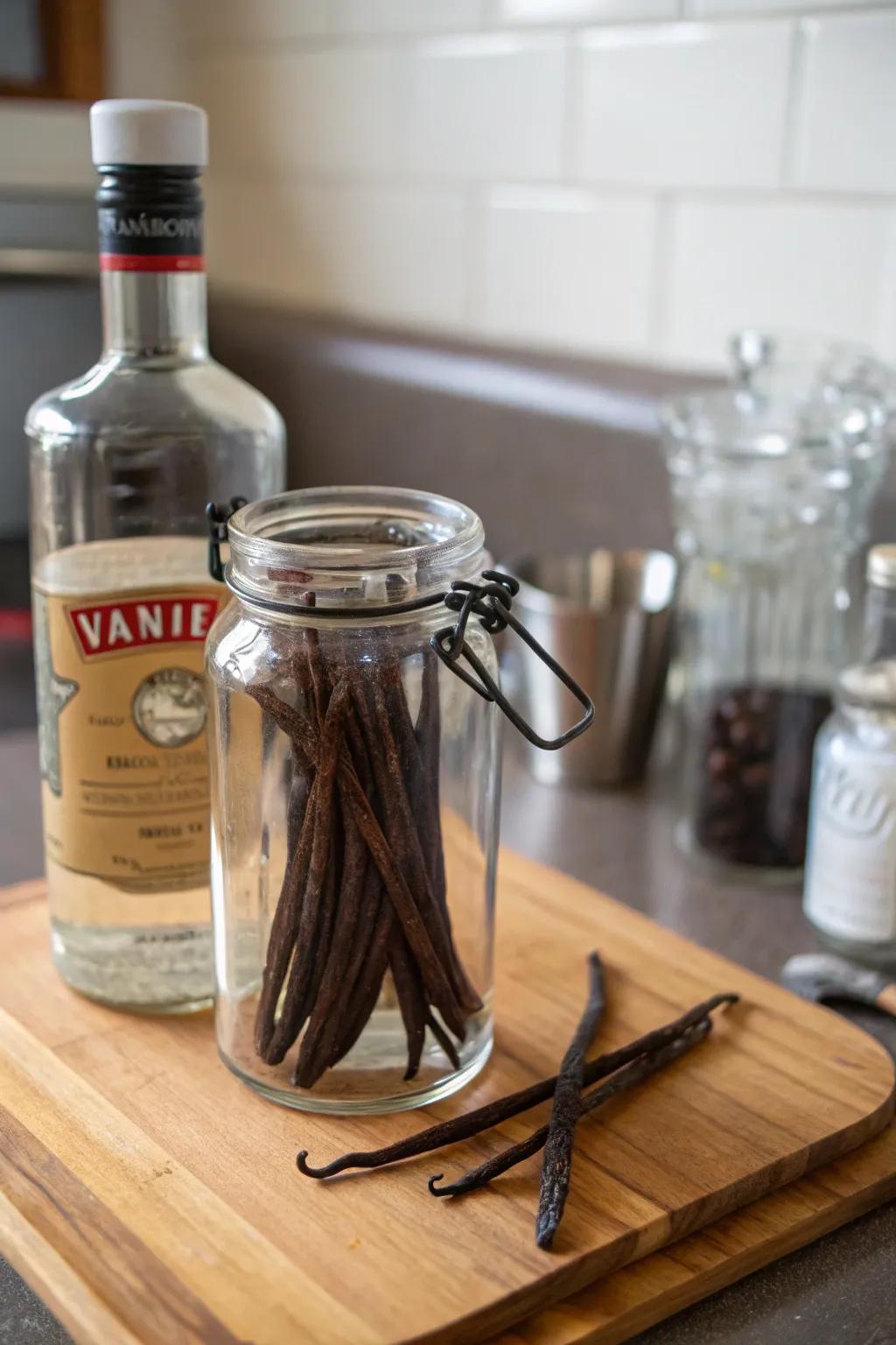 A homemade vanilla extract that offers a sweet, inviting aroma.
