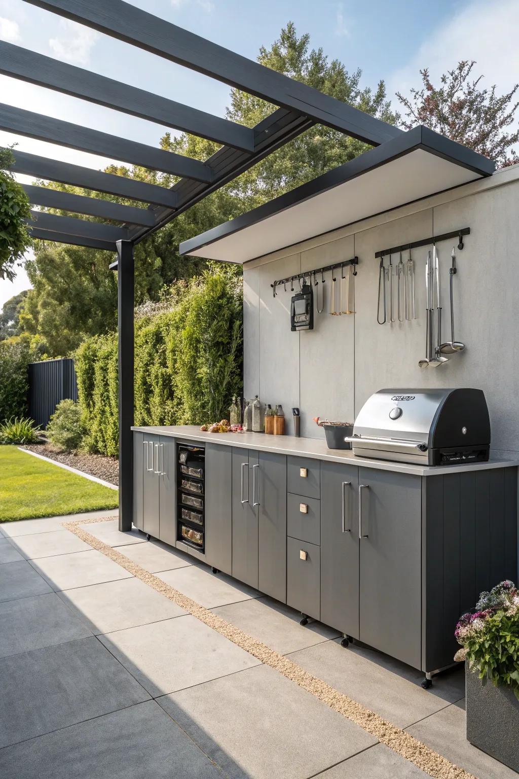 Organized storage keeps your BBQ area clutter-free.