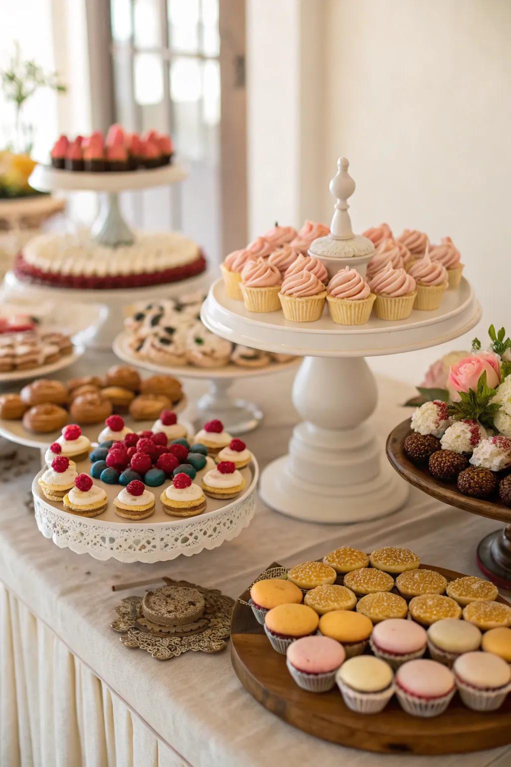 A DIY dessert centerpiece introduces a sweet touch to the celebration.