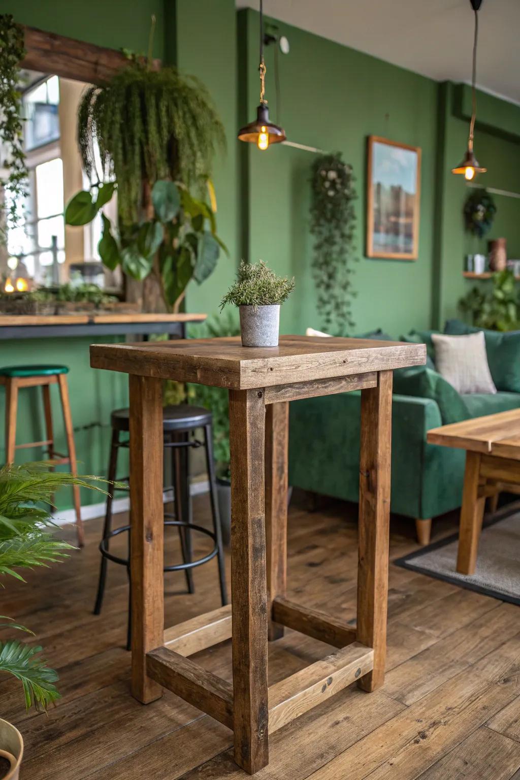 Eco-friendly pub tables blend sustainability with style.
