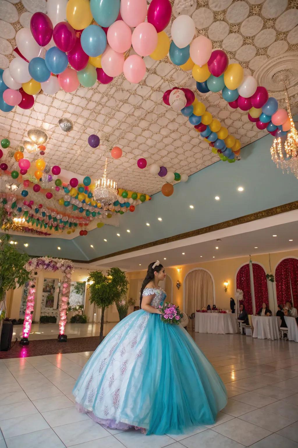 A sky-high balloon canopy revolutionizes the area.