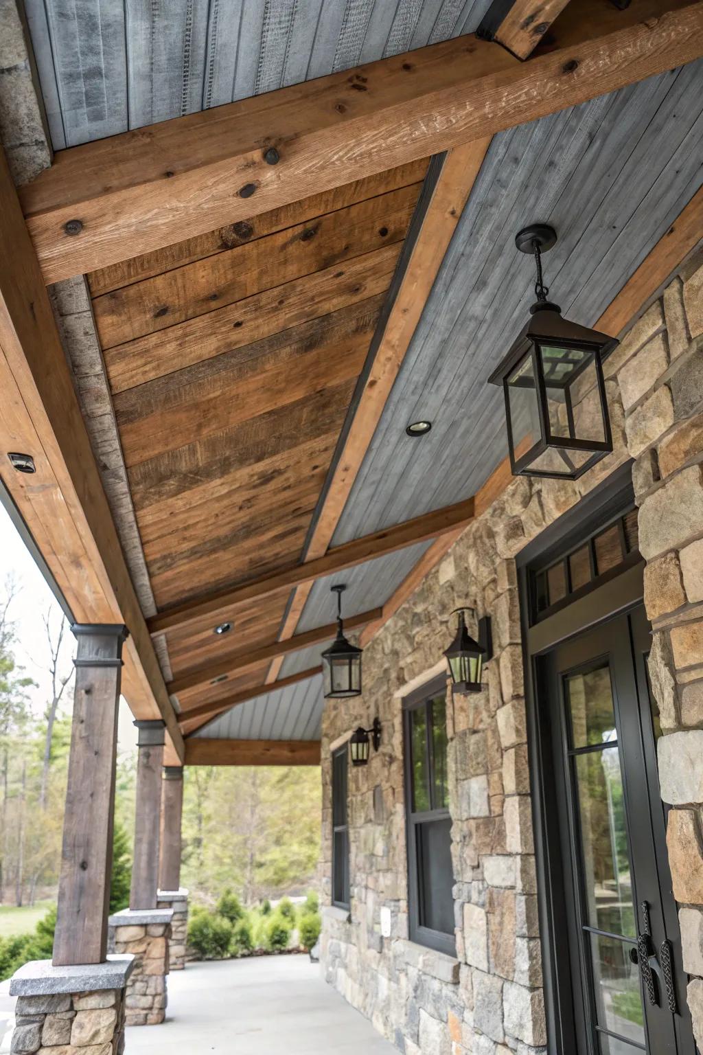 Mixed materials establish a vibrant and textured aesthetic.