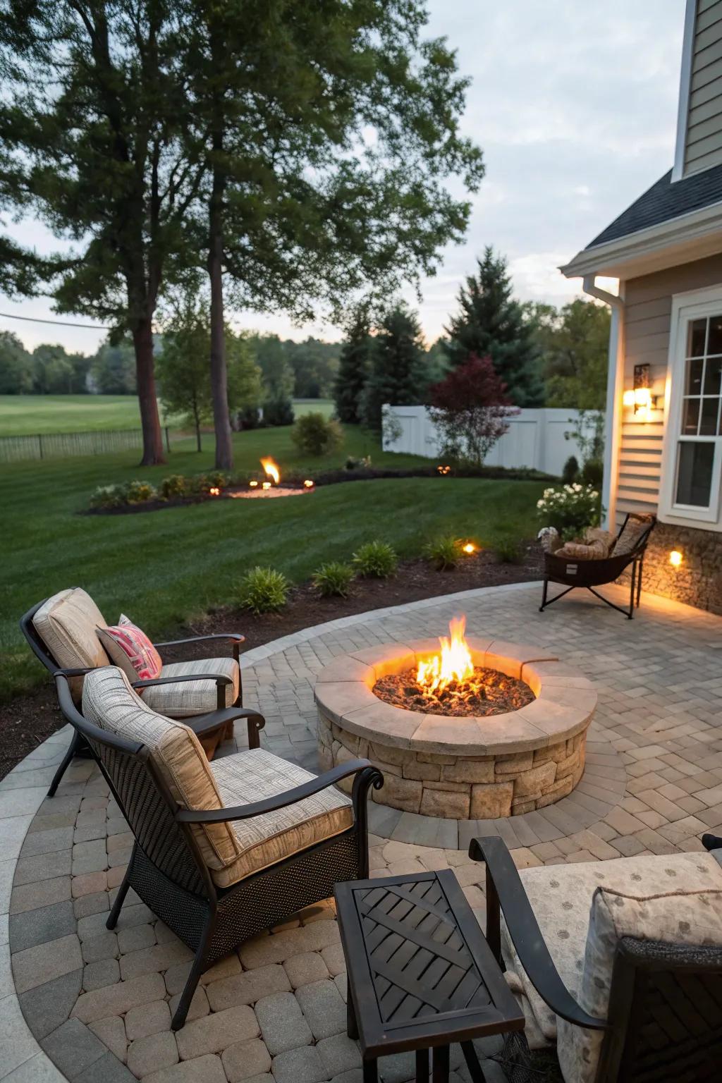 A fire pit makes your side space a cozy getaway.