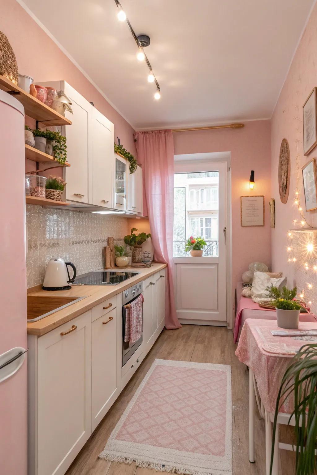 Soft rose provides a refreshing alternative to conventional neutrals.