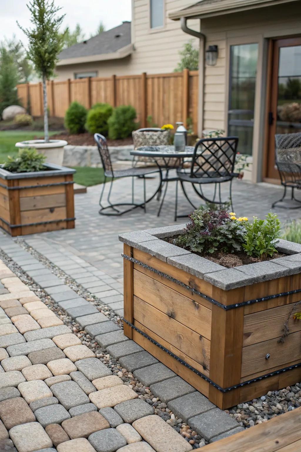A chic patio showcasing an assortment of natural constituents.