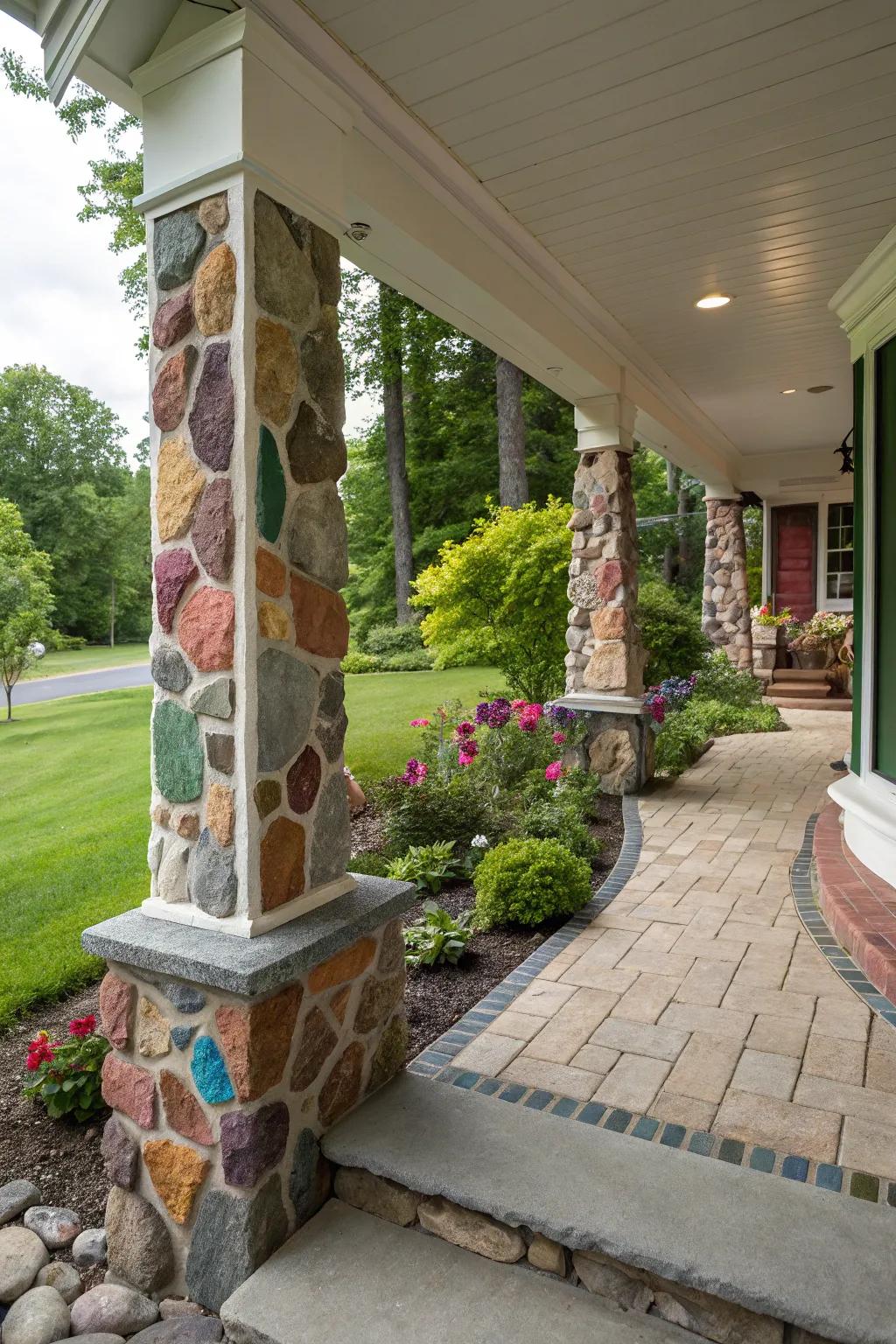 Colorful stone accents add a surprising twist.