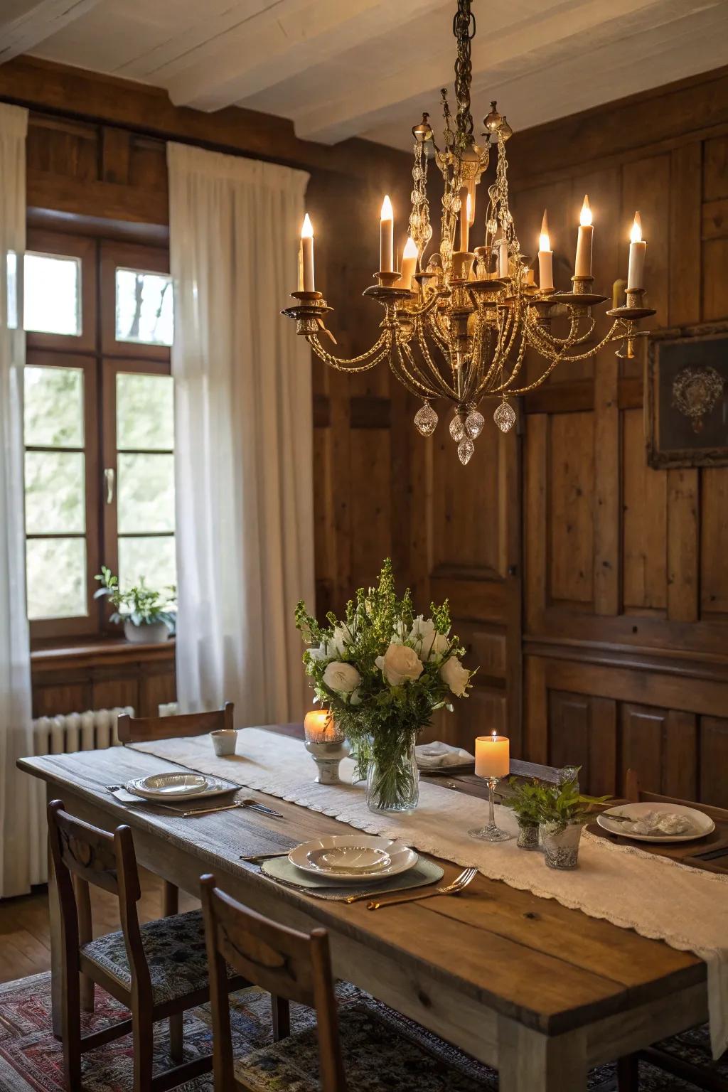 Candelabra chandeliers offer a romantic lighting option.