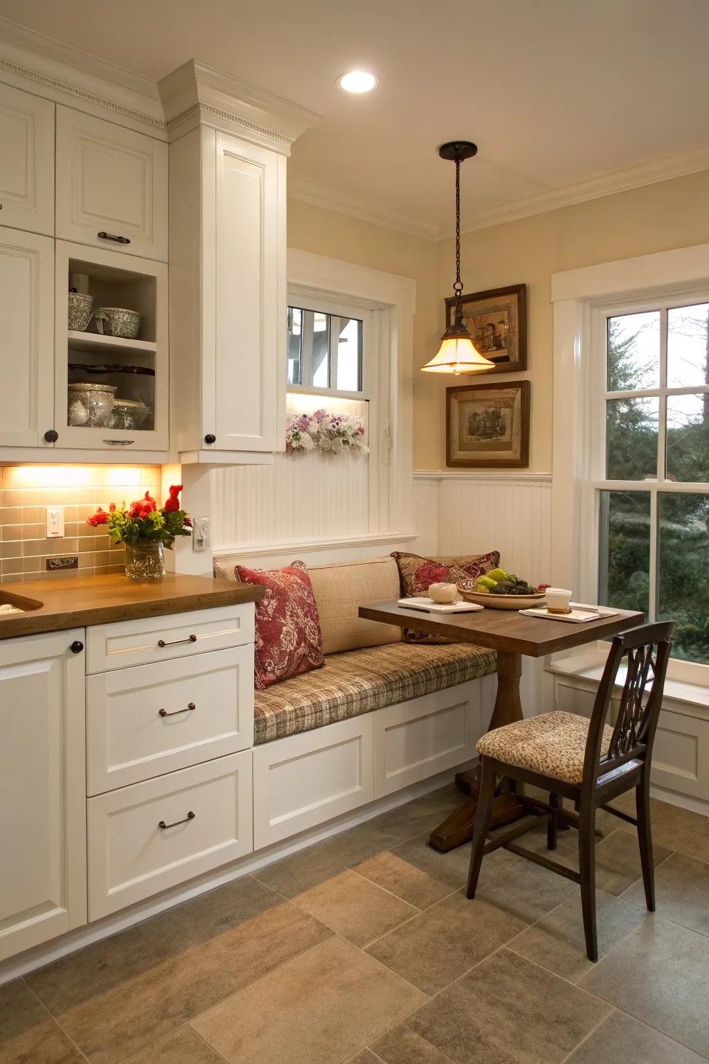 A snug retreat within the cooking space, ideal for tranquil moments.