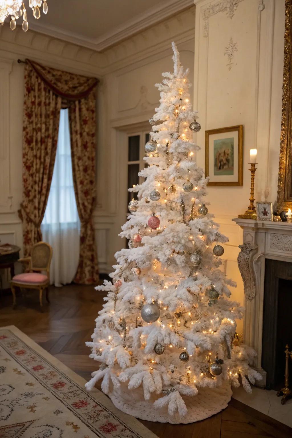 Vintage French elegance on a white Christmas tree.