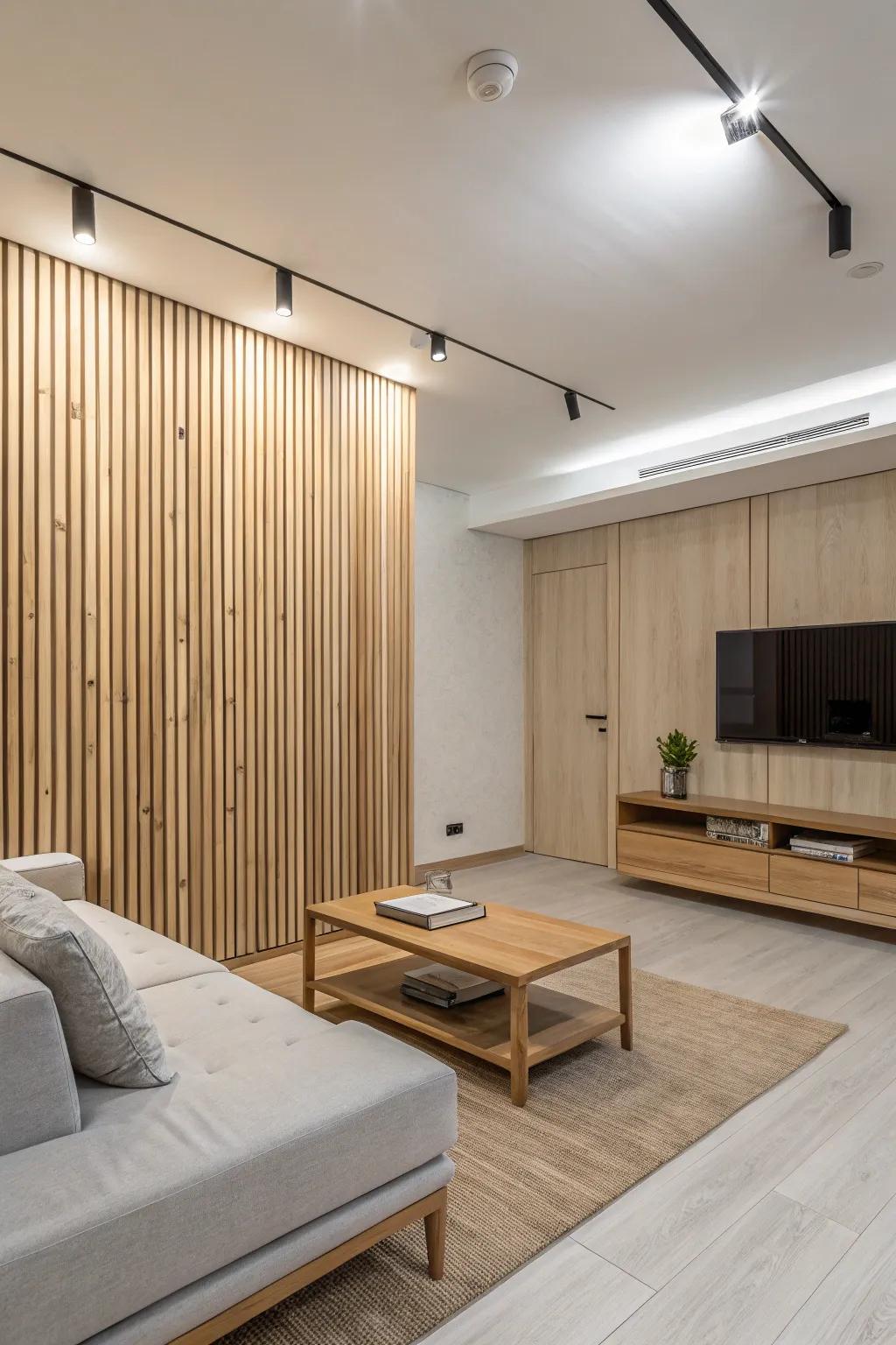Maintain simplicity and elegance through minimalist timber slats.