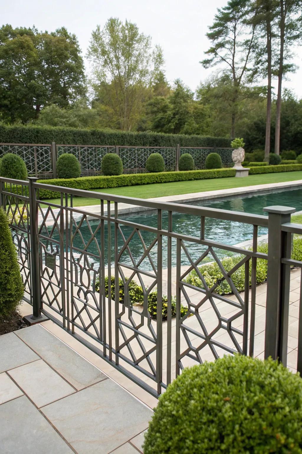 Geometric patterns on a metal barrier offer a modern twist.